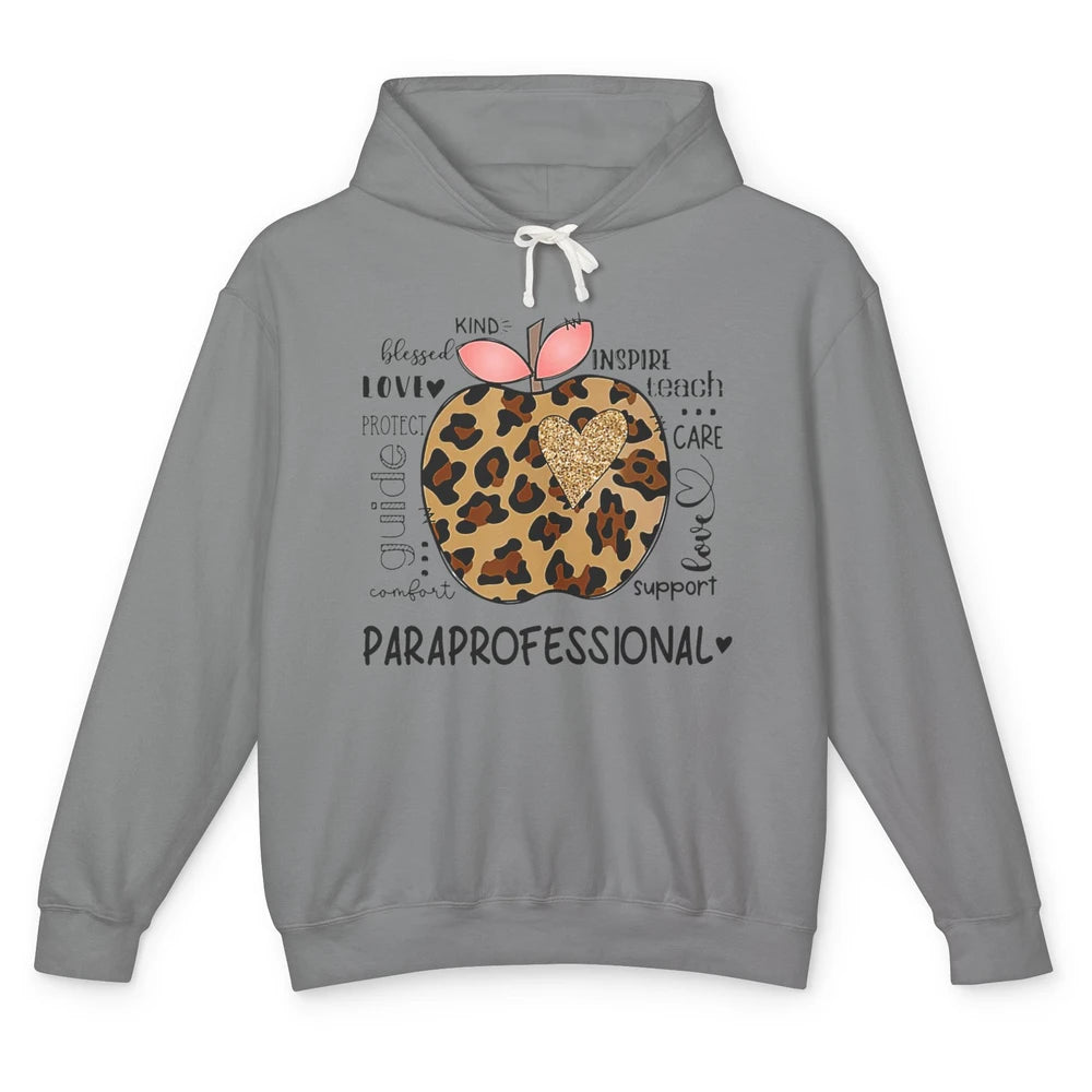 Leopard Apple Kind Para Paraprofessional Life Back To School Unisex Lightweight Hoodie