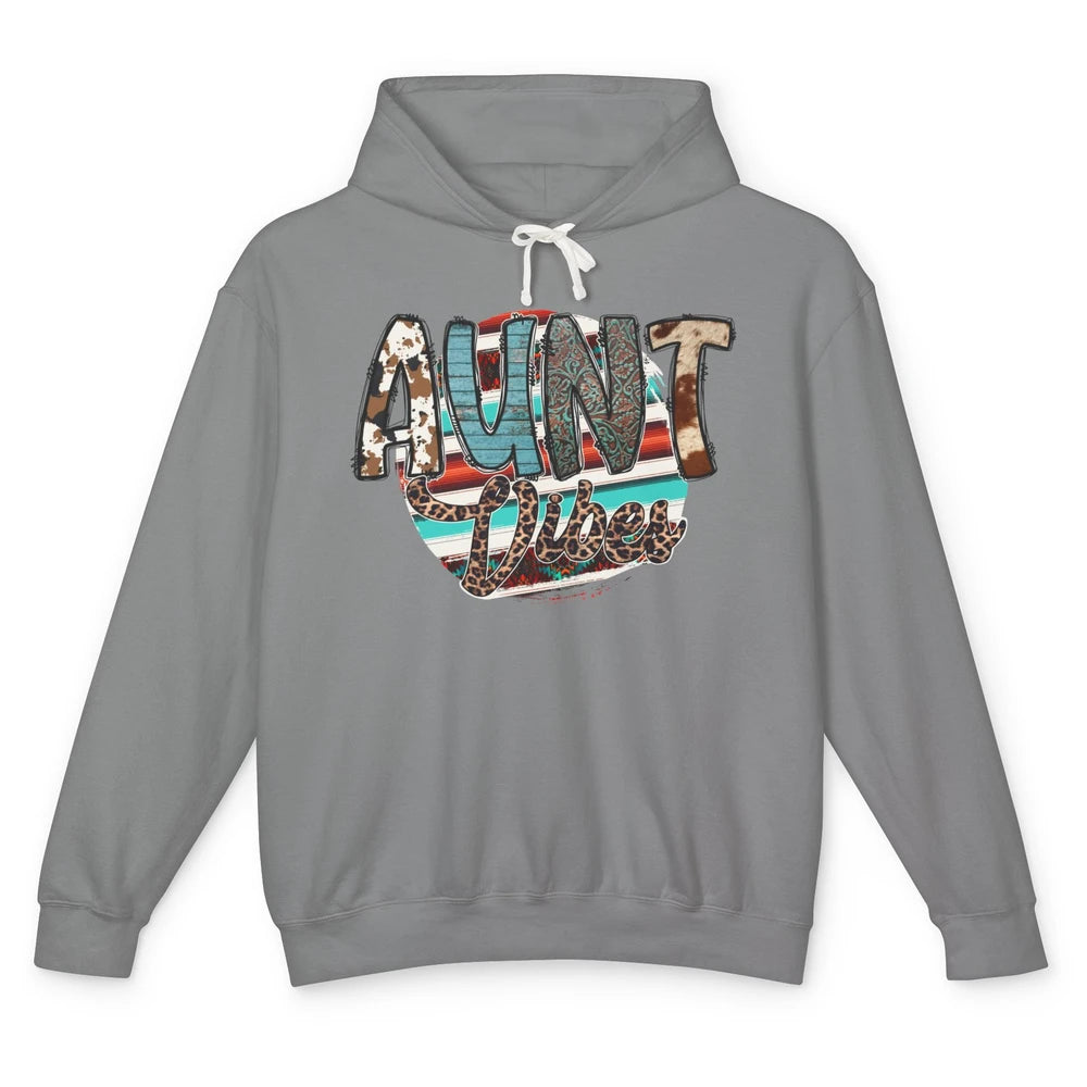 Aunt Vibes Cowhide Leopard Turquoise Western Country Auntie Unisex Lightweight Hoodie