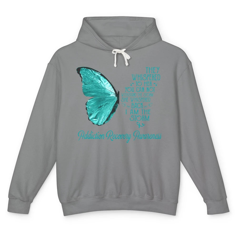 Addiction Recovery Awareness Ribbon Butterfly I'm The Storm Unisex Lightweight Hoodie