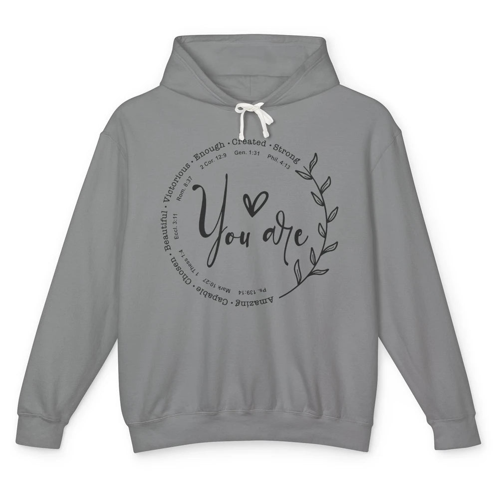 God Says You Are Bible Verse Christian Religious Jesus Faith Unisex Lightweight Hoodie