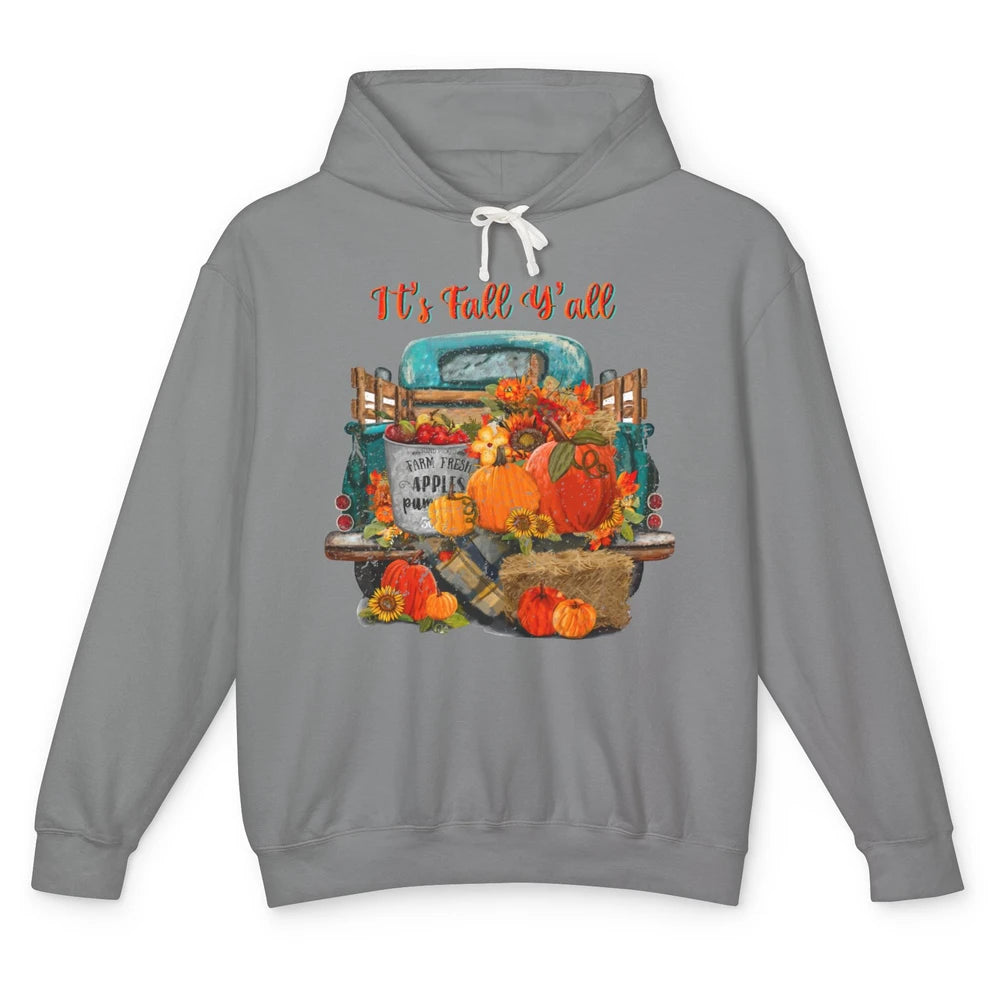 Retro Pumpkin Truck Sunflower Western Pumpkin Season Fall Unisex Lightweight Hoodie