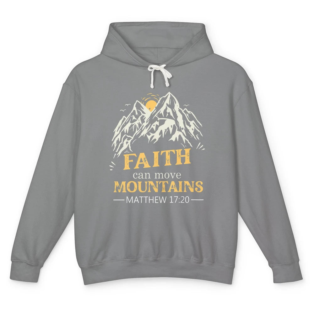 Faith Move Mountains Retro Jesus Christian Cross Bible Verse Unisex Lightweight Hoodie