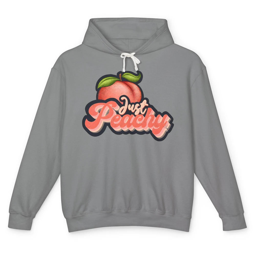 Funny Retro Just Peachy 70s Positive Peaches Summer Fruit Unisex Lightweight Hoodie