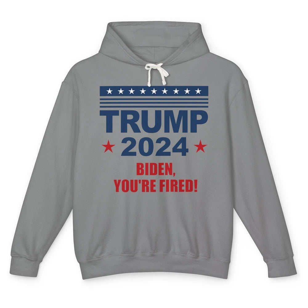 Retro US Flag Trump 2024 Return Biden You're Fired Patriot Unisex Lightweight Hoodie