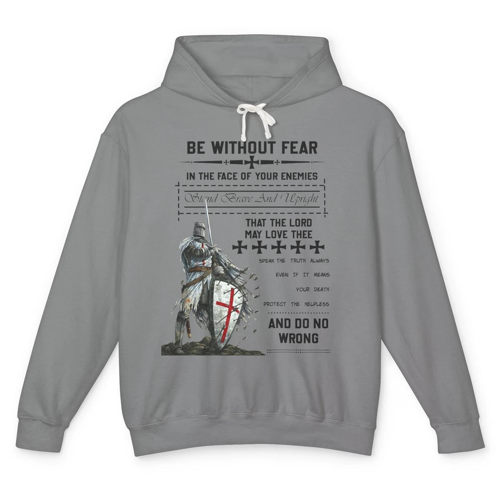 Knight Templar's Oath Be Without Fear In Your Enemies' Face Unisex Lightweight Hoodie