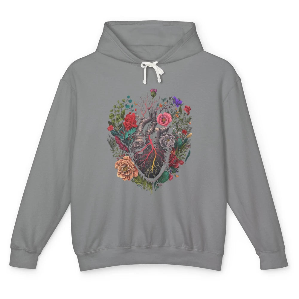 Anatomical Heart Show Your Love Anatomy Cardiologist Floral Unisex Lightweight Hoodie