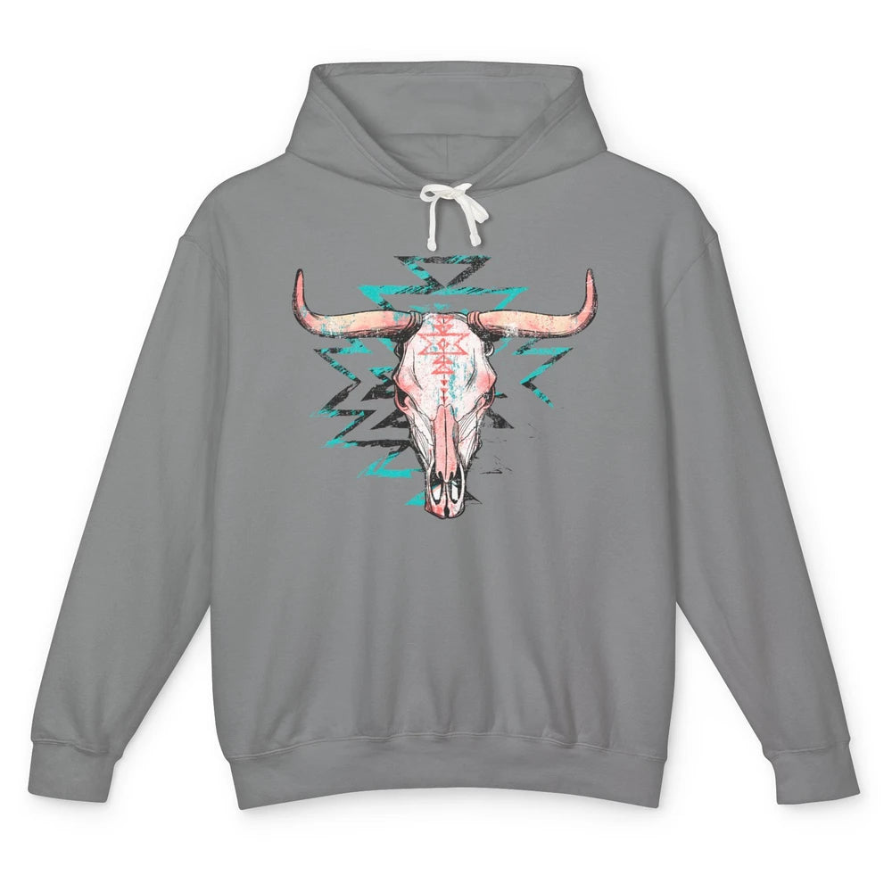 Boho Bull Skull Aztec Rodeo Desert Spirit Western Country Unisex Lightweight Hoodie