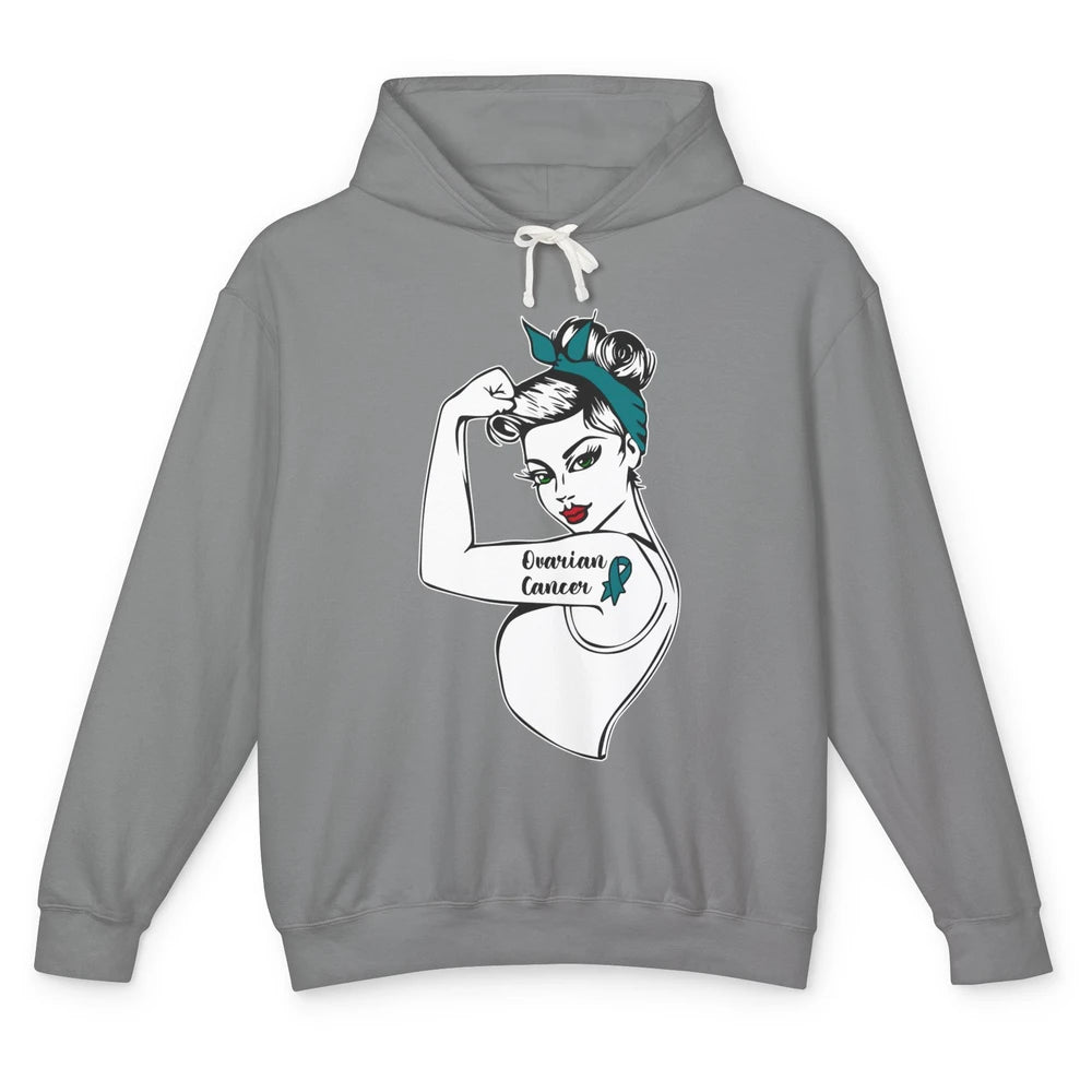 Ovarian Cancer Girl Power Women Bandana Cancer Warrior Unisex Lightweight Hoodie