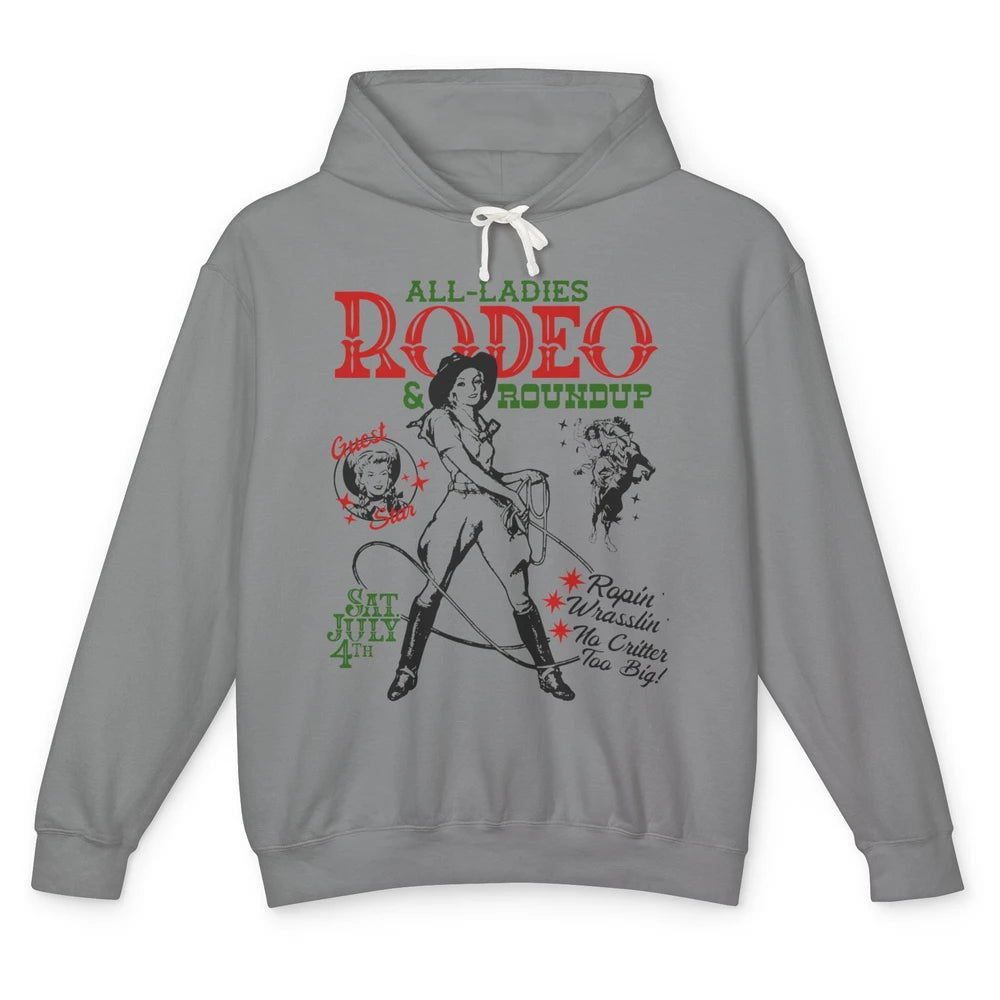 Retro Cowgirl All Ladies Roundup Western Country Rodeo Mom Unisex Lightweight Hoodie