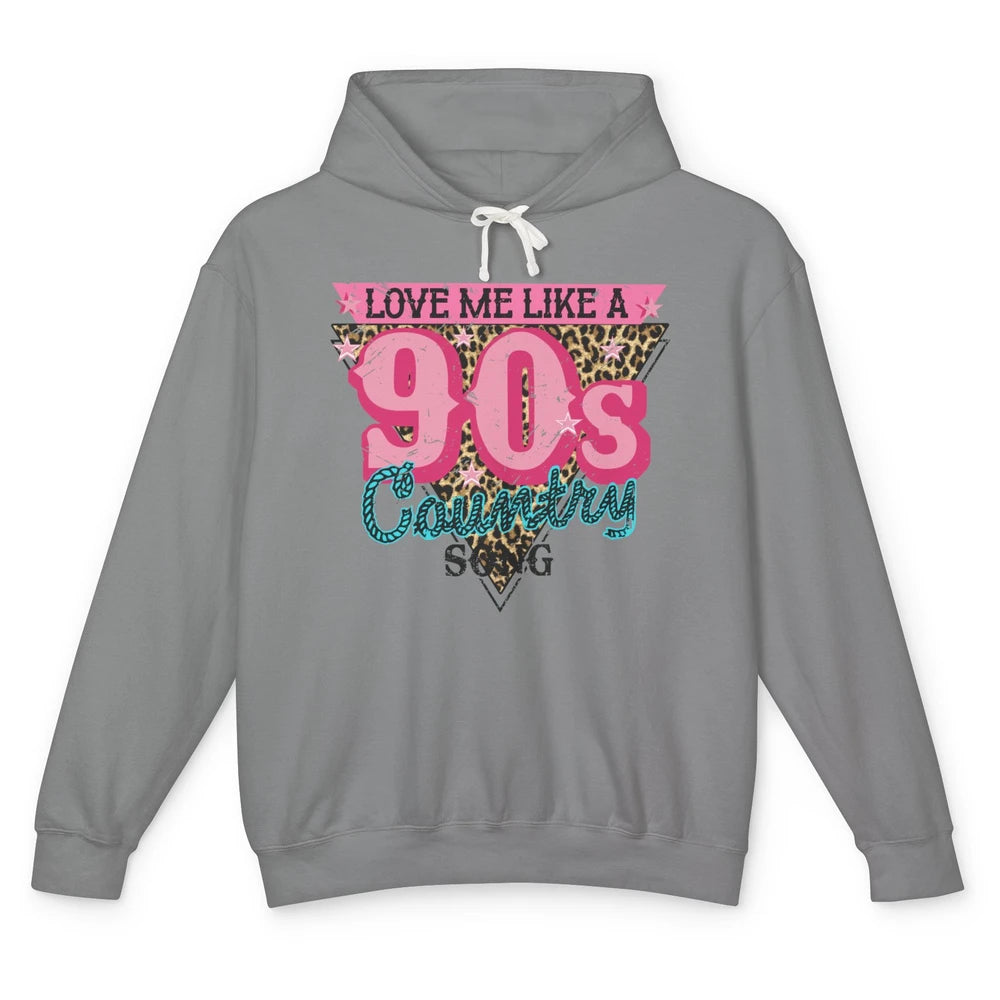 Retro Leopard Love Me Like 90s Country Song Western Cowgirl Unisex Lightweight Hoodie