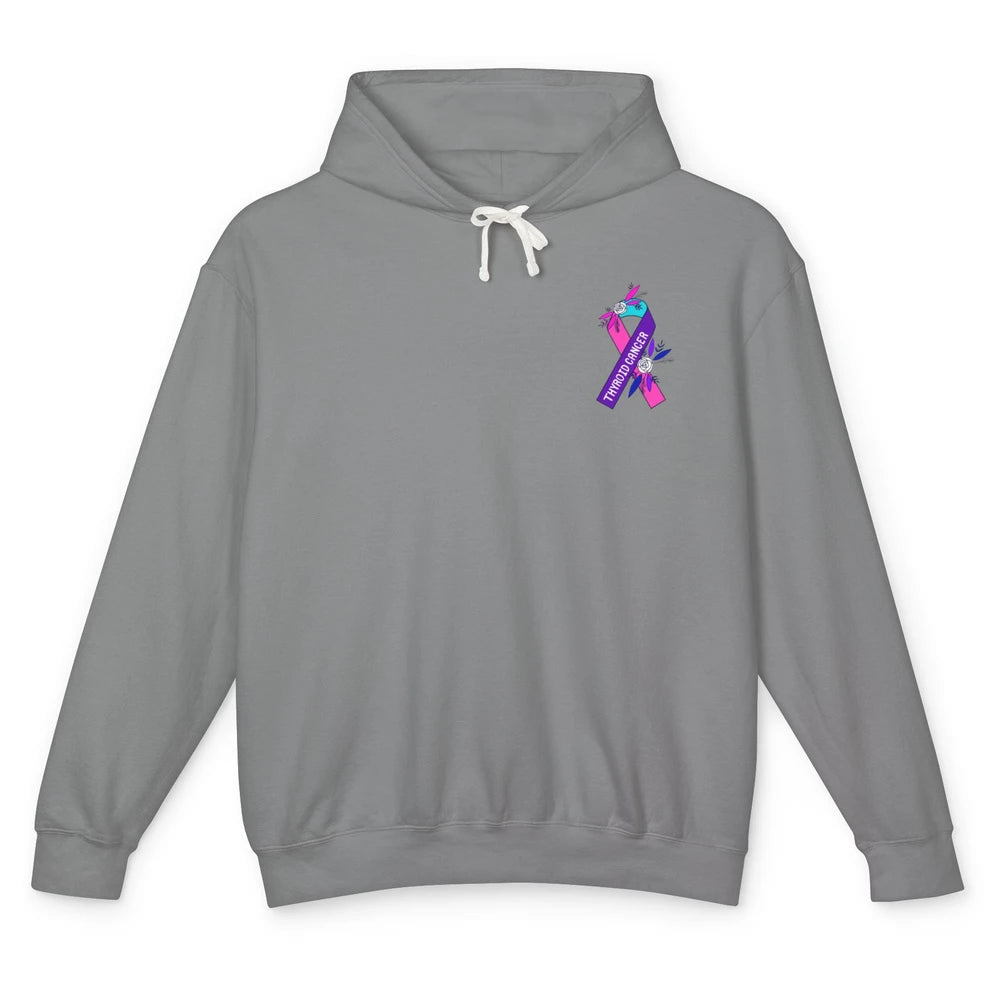 Thyroid Cancer Awareness Purple Pink Ribbon Pocket Size Gift Unisex Lightweight Hoodie