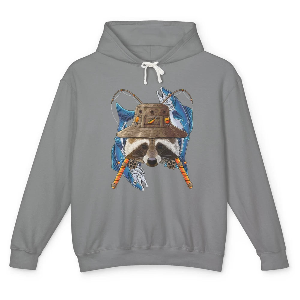 Fishing Raccoon Outdoor Fisherman Animal Vintage Fish Reels Unisex Lightweight Hoodie