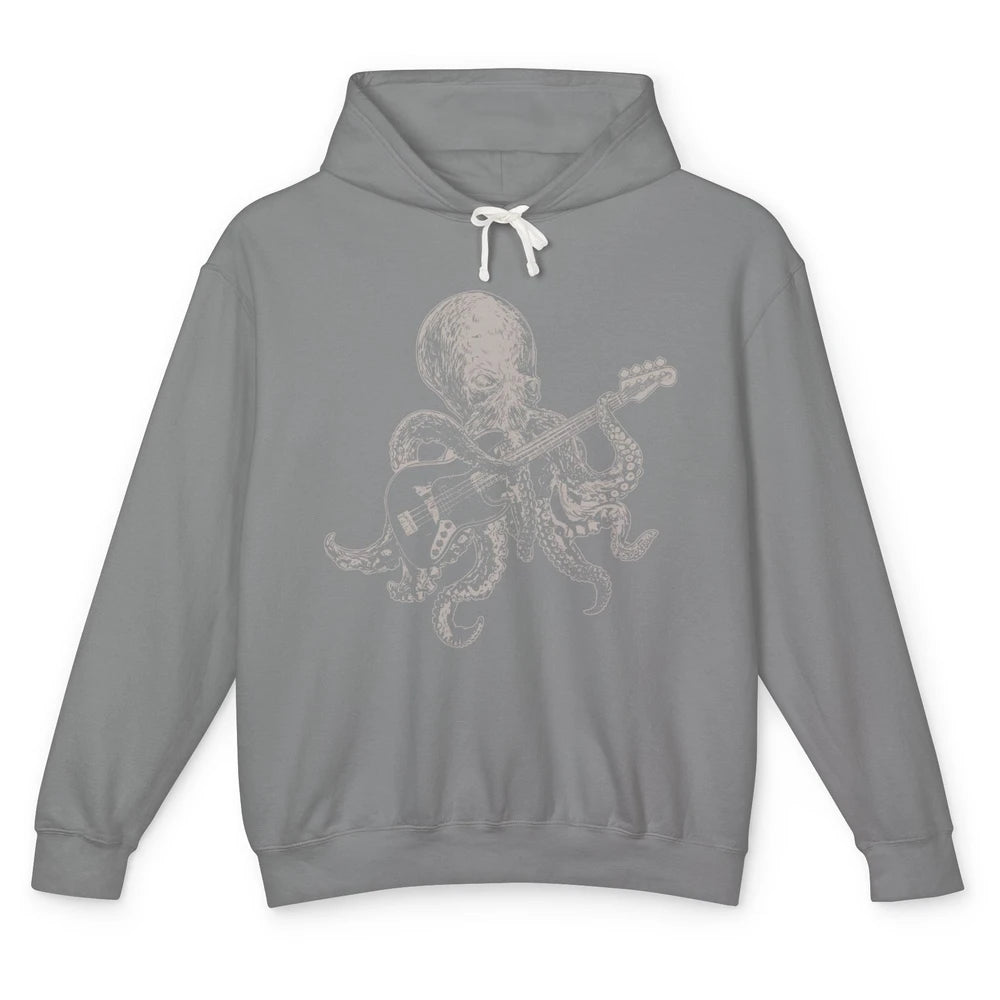 Funny Octopus Playing Guitar Guitarist Musician Bassist Unisex Lightweight Hoodie