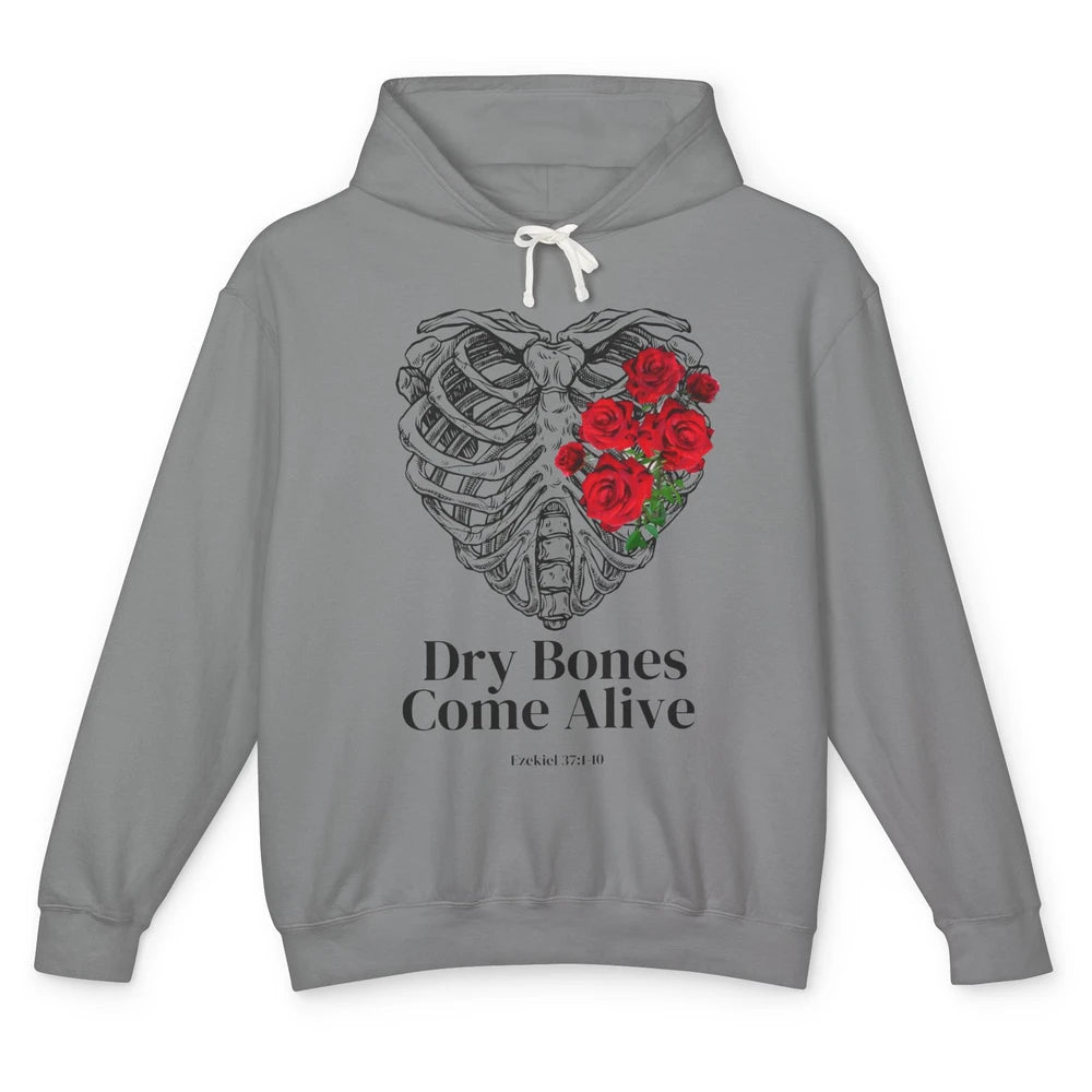 Floral Rib Cage Dry Bones Come Alive Bible Verse Christian Unisex Lightweight Hoodie