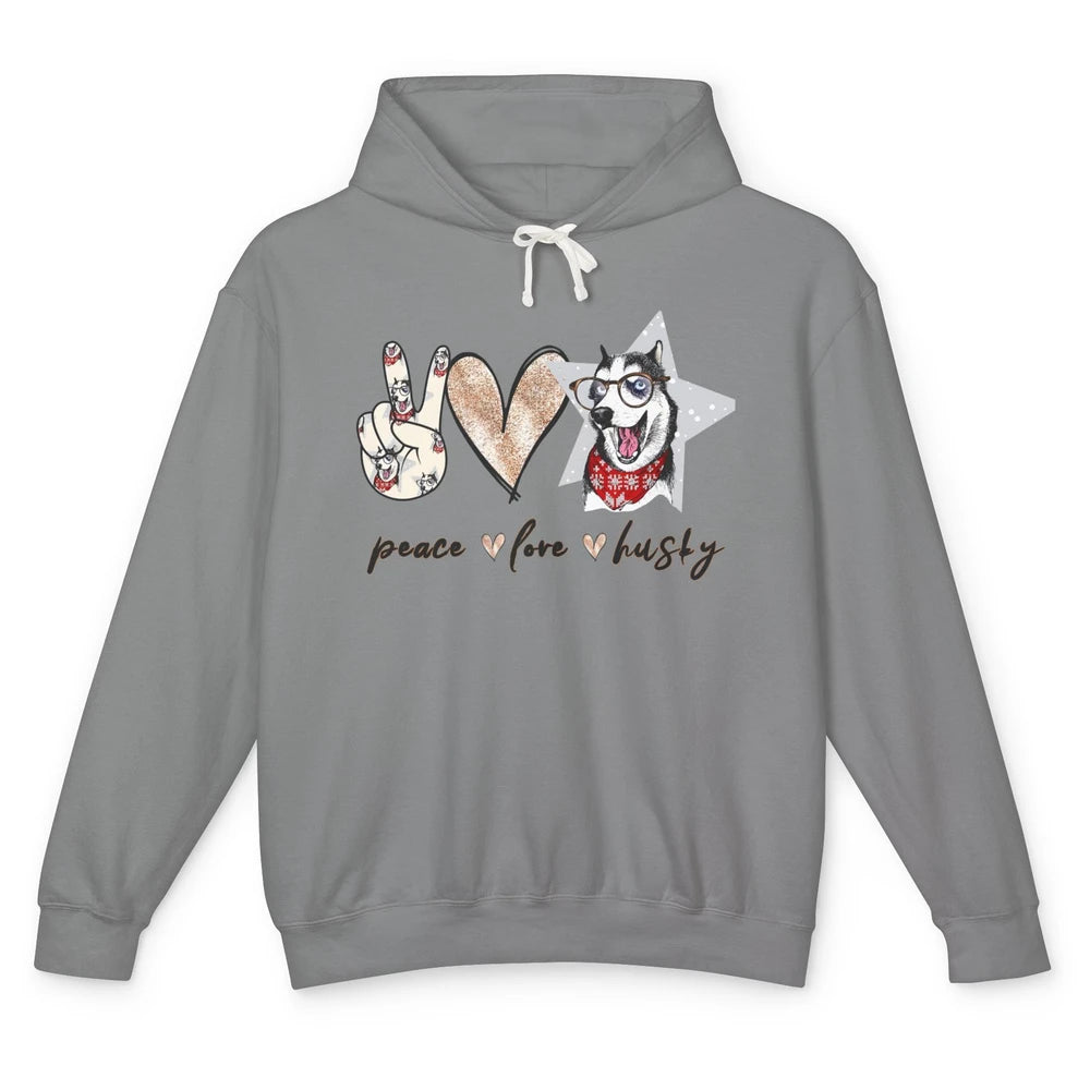 Peace Love Husky Funny Siberian Husky Mom Dog Lovers Gift Unisex Lightweight Hoodie