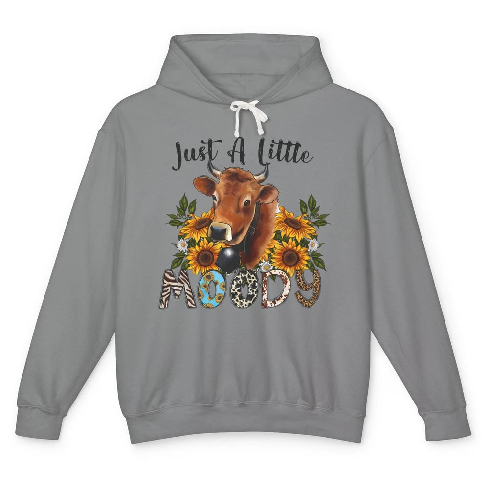 Sunflower Cow Just A Little Moody Leopard Western Country Unisex Lightweight Hoodie