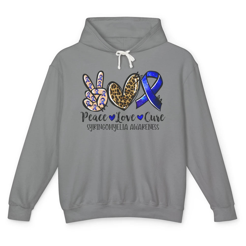 Syringomyelia Awareness Blue Ribbon Peace Love Cure Unisex Lightweight Hoodie