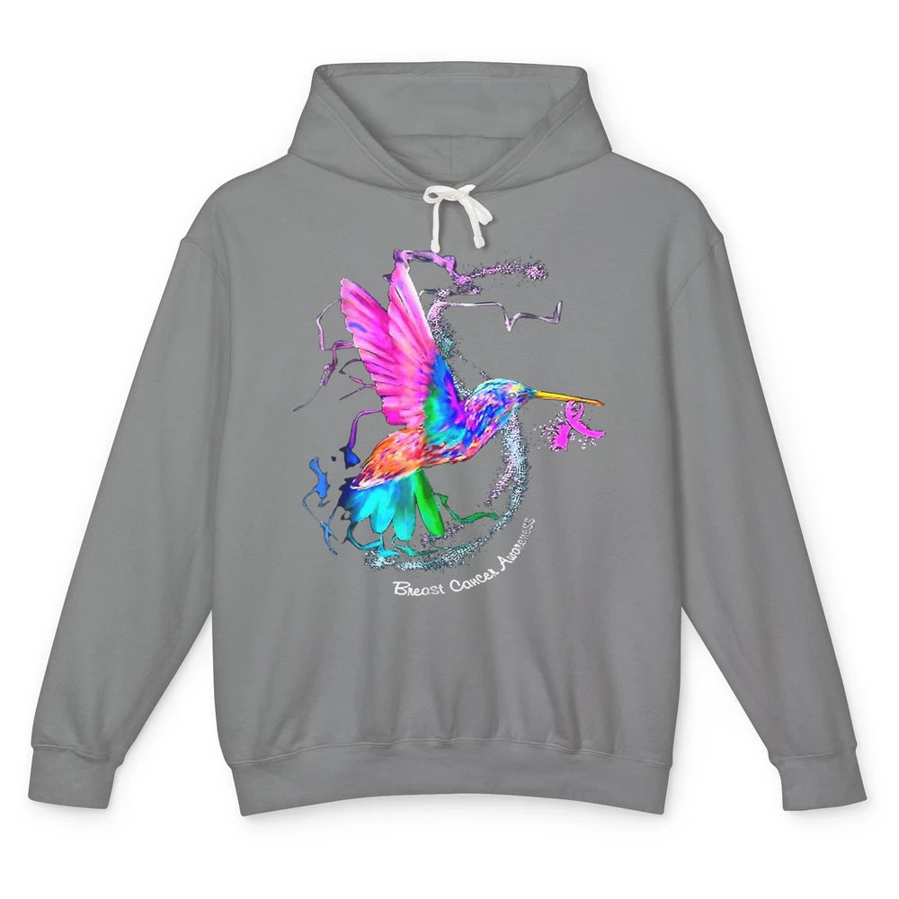 Breast Cancer Awareness Hummingbird Sunflower Pink Ribbon Unisex Lightweight Hoodie