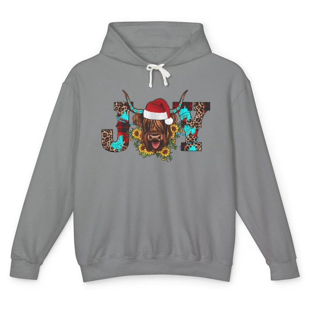 Highland Cow Christmas Joy Heifer Western Country Cowboy Unisex Lightweight Hoodie