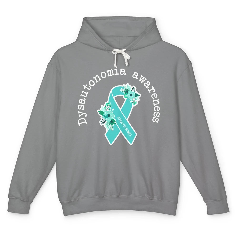 Dysautonomia Awareness Support Floral Blue Ribbon Rainbow Unisex Lightweight Hoodie