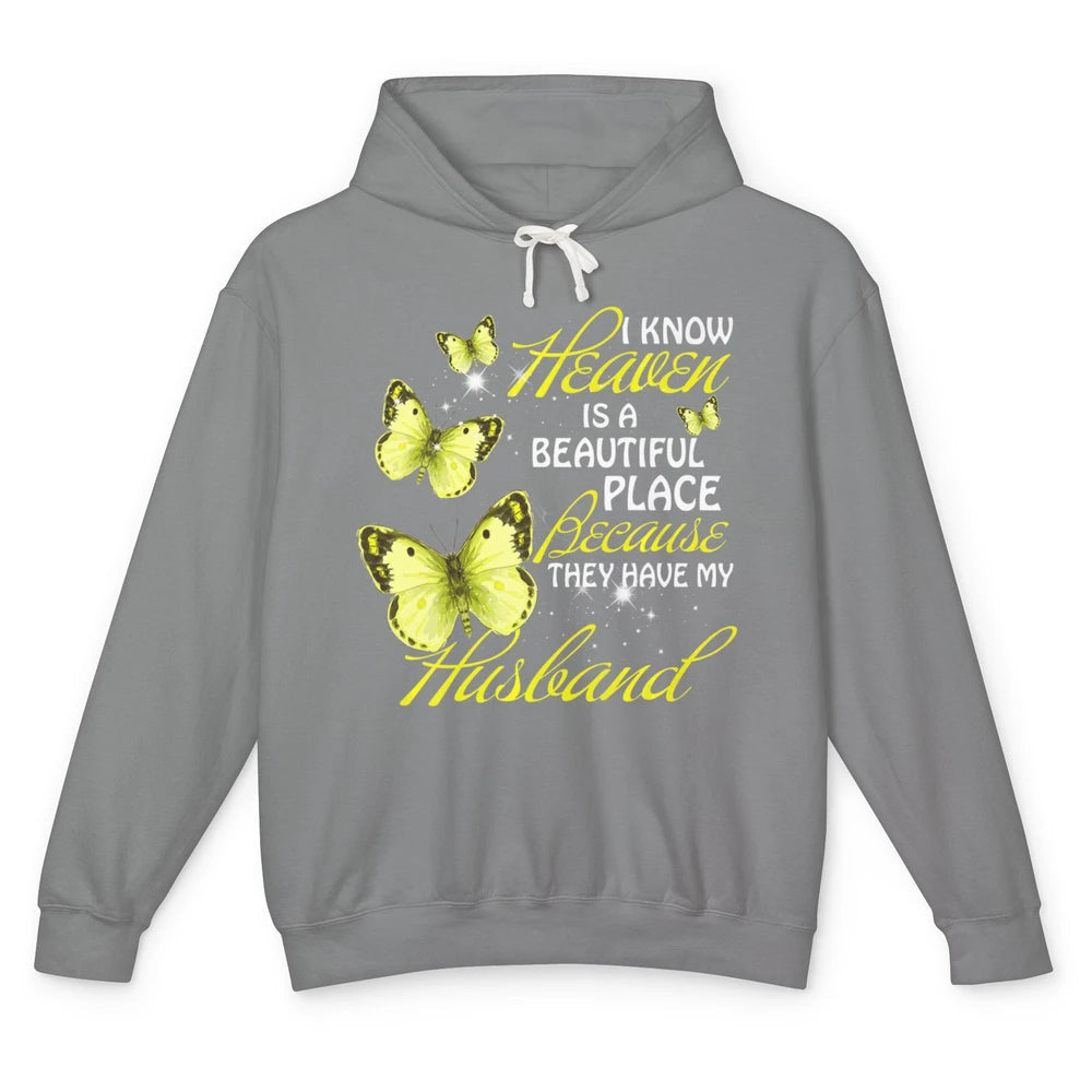 Heaven Beautiful Place They Have My Husband Butterfly Angel Unisex Lightweight Hoodie