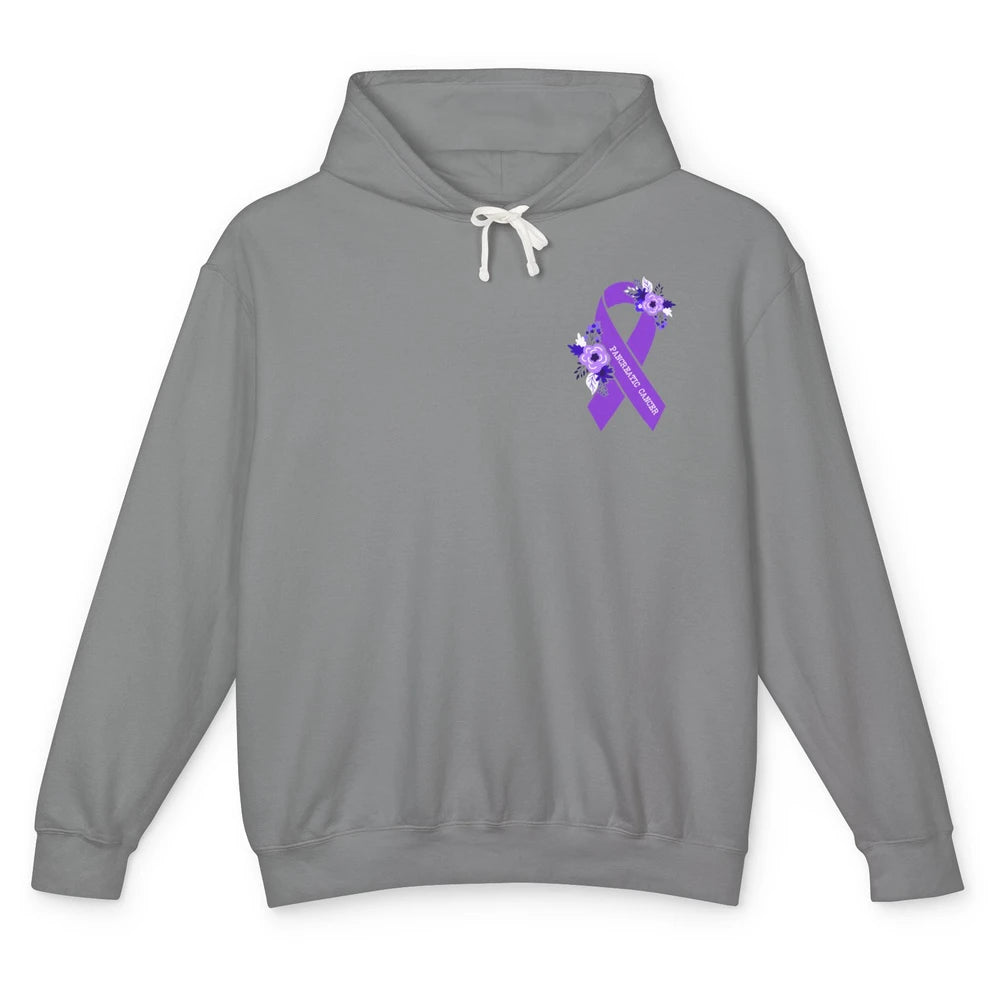 Pancreatic Cancer Awareness Floral Purple Ribbon Rainbow Unisex Lightweight Hoodie