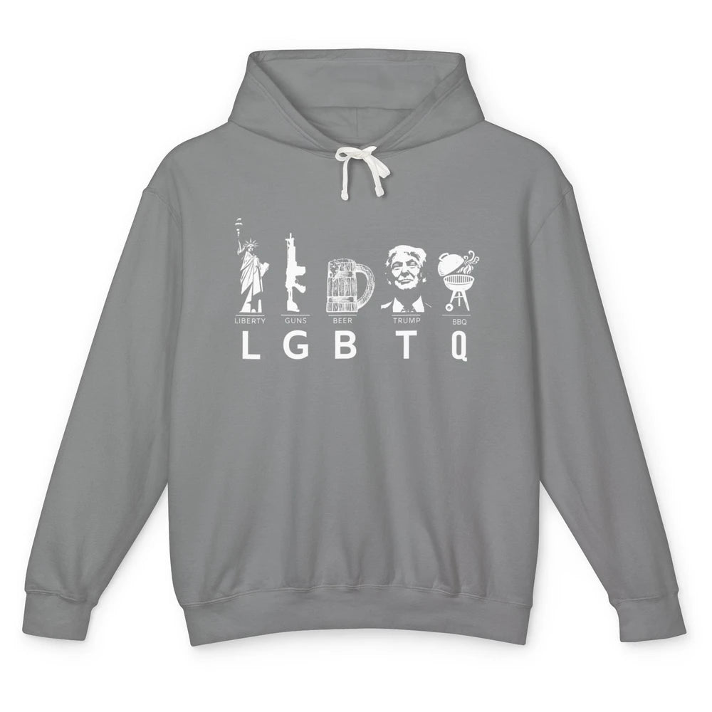 Funny Support LGBTQ Liberty Guns Beer Vote 2024 Republican Unisex Lightweight Hoodie