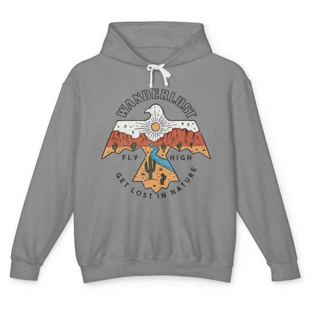 Vintage Eagle Desert Wanderlust Get Lost In Nature Outdoor Unisex Lightweight Hoodie