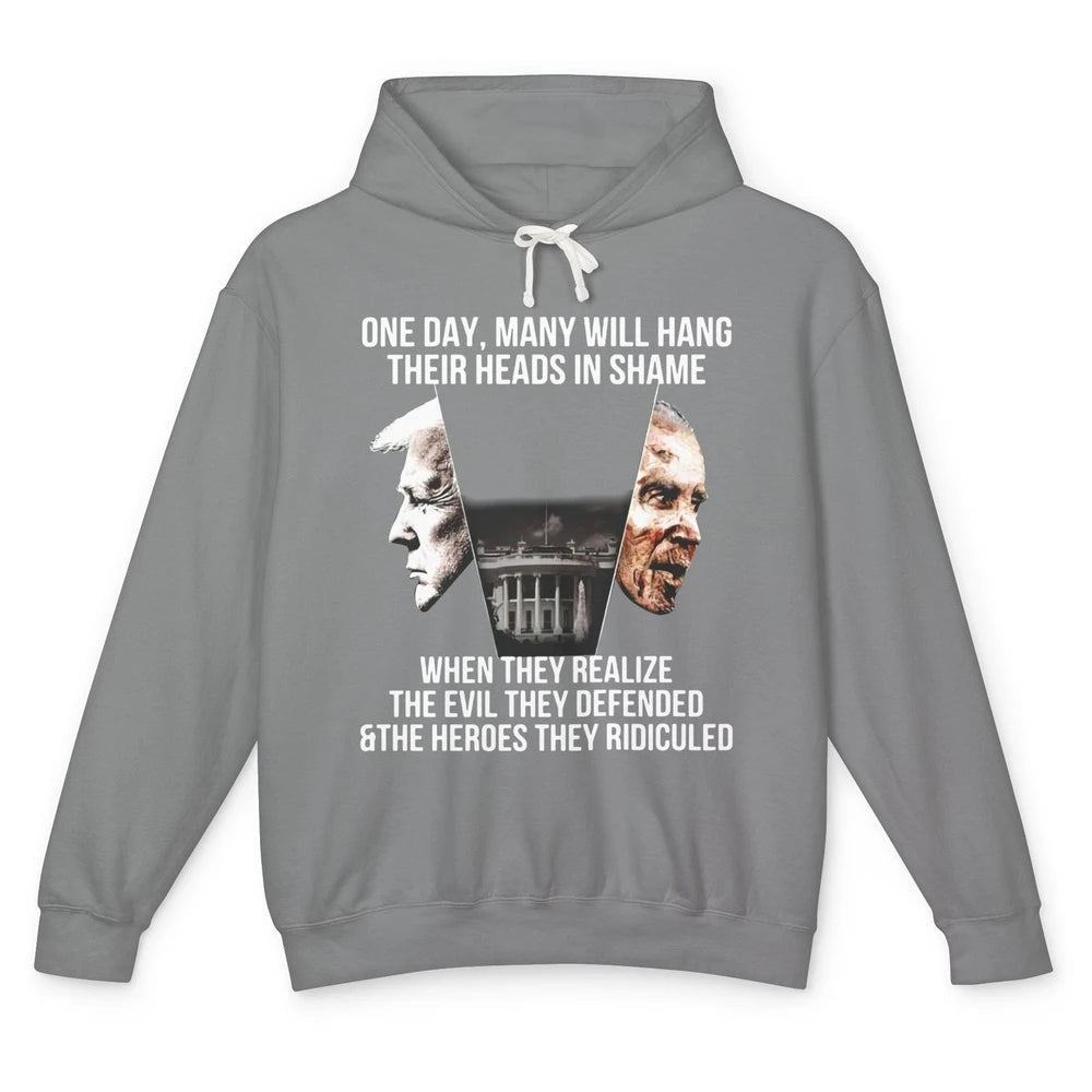 Trump Biden One Day Many Hang Their Head In Shame US Politic Unisex Lightweight Hoodie