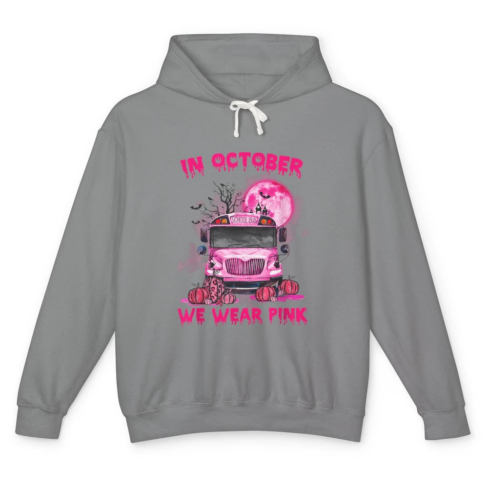 School Bus Driver Wear Pink Ribbon Breast Cancer Awareness Unisex Lightweight Hoodie