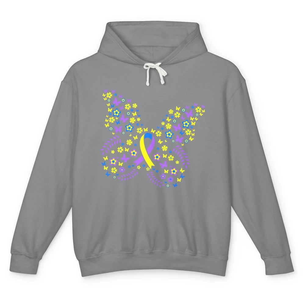 Cute Butterfly Bladder Cancer Awareness Warrior Ribbon Fight Unisex Lightweight Hoodie