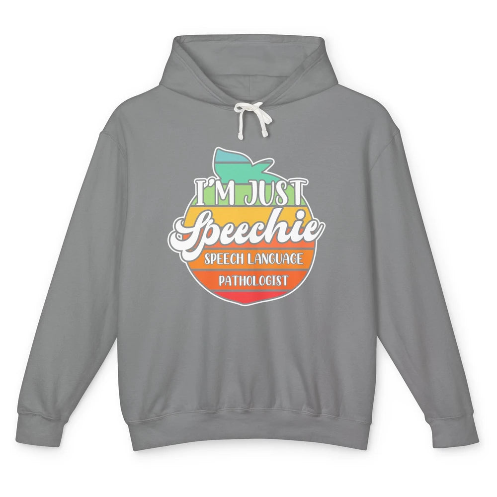 Just Speechie Peach Speech Language Pathologist Sped Retro Unisex Lightweight Hoodie