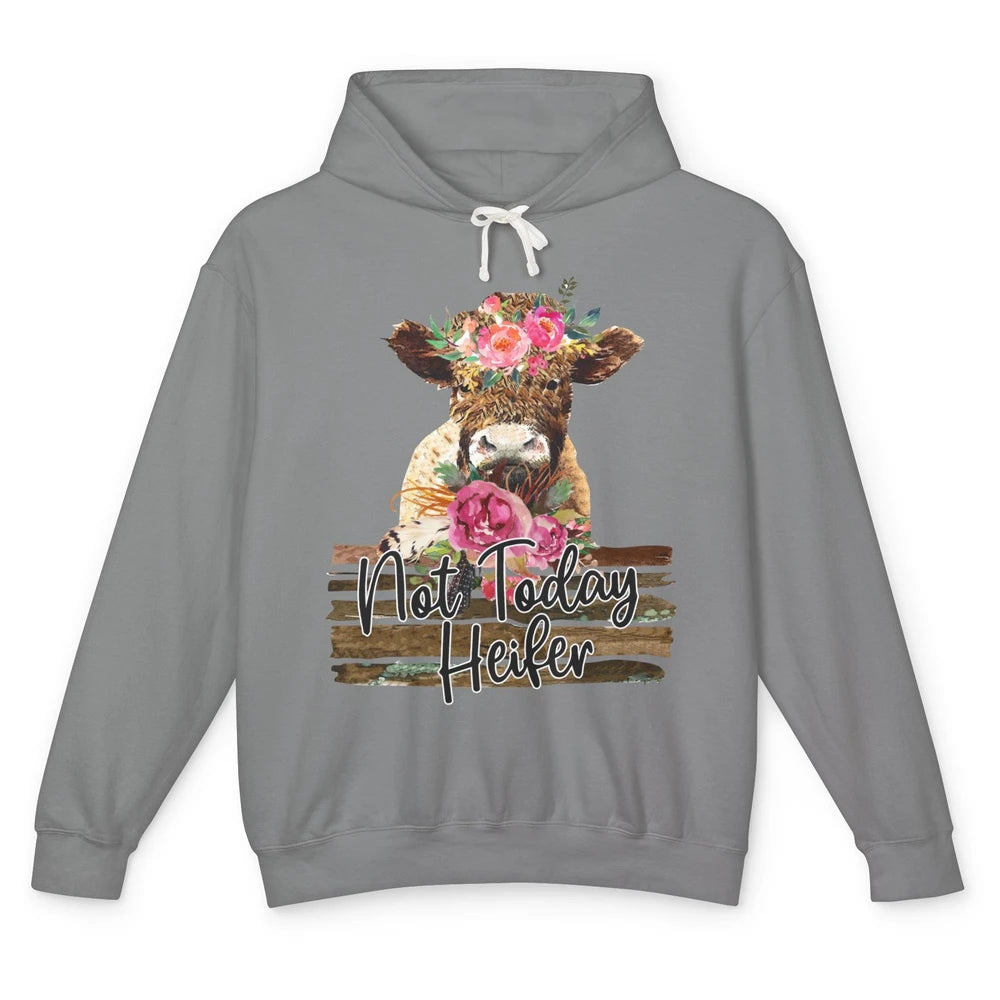 Floral Baby Cow Not Today Heifer Cow Lovers Farmer Gift Unisex Lightweight Hoodie