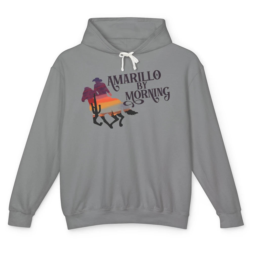 Retro Sunset Cowboy Amarillo By Morning Western Country Unisex Lightweight Hoodie