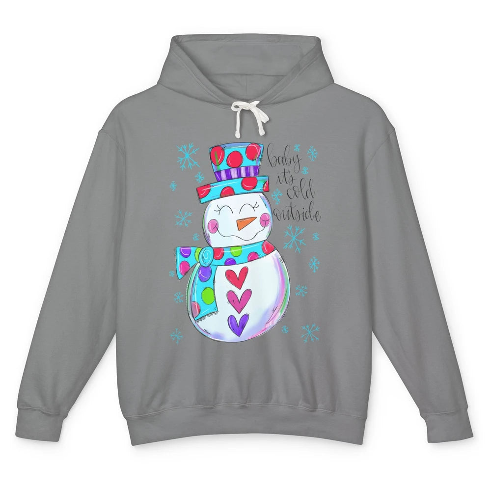 Winter Snowman Baby It's Cold Outside Christmas Hand Drawn Unisex Lightweight Hoodie