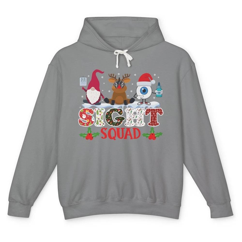 Optometrist Sight Squad Gnome Reindeer Optician Christmas Unisex Lightweight Hoodie