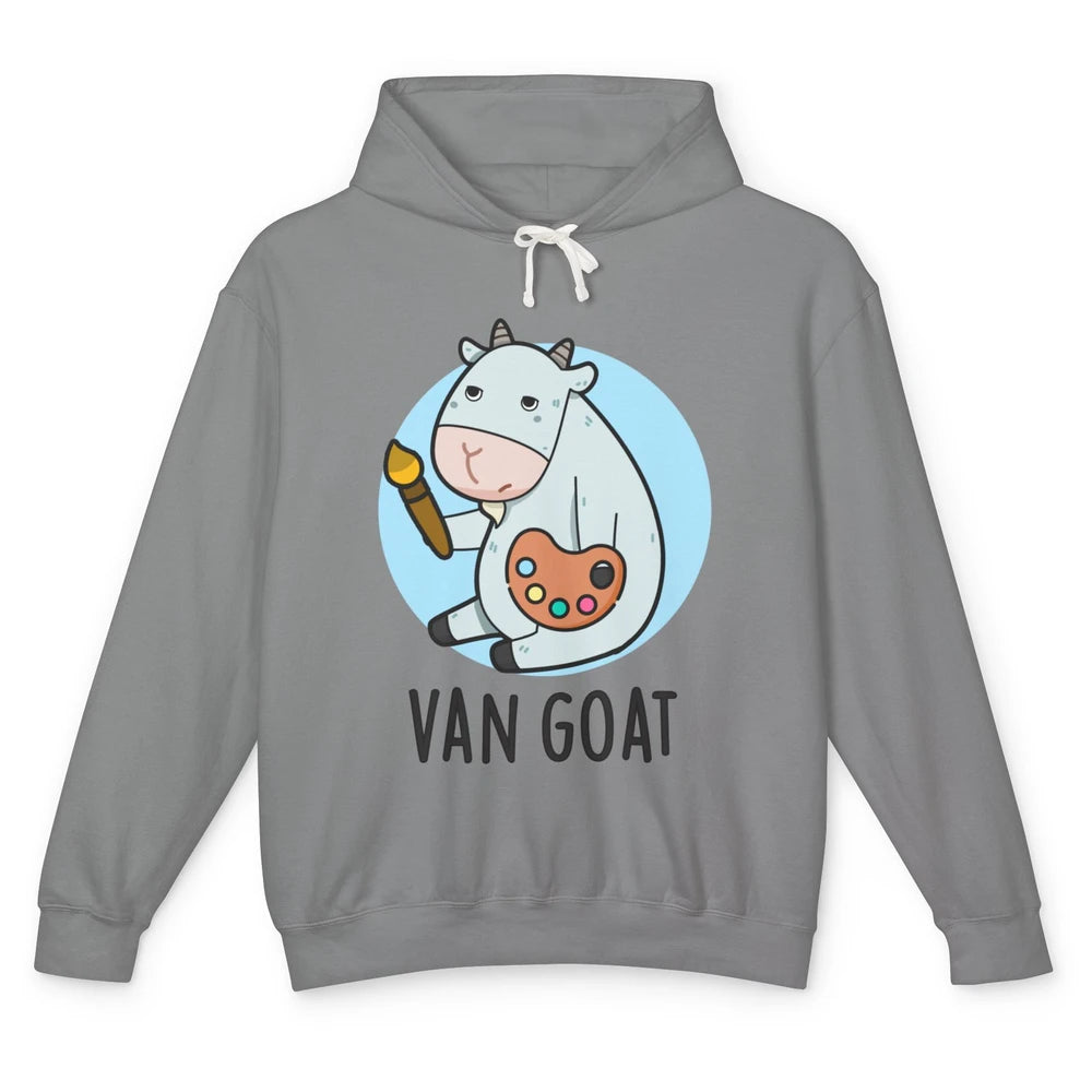 Funny Van Goat Humor Cute Farm Animal Artist Pun Sarcastic Unisex Lightweight Hoodie