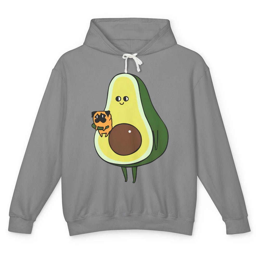 Avocado With Pug Funny Avocado Vegan Pug Lovers Gift Unisex Lightweight Hoodie