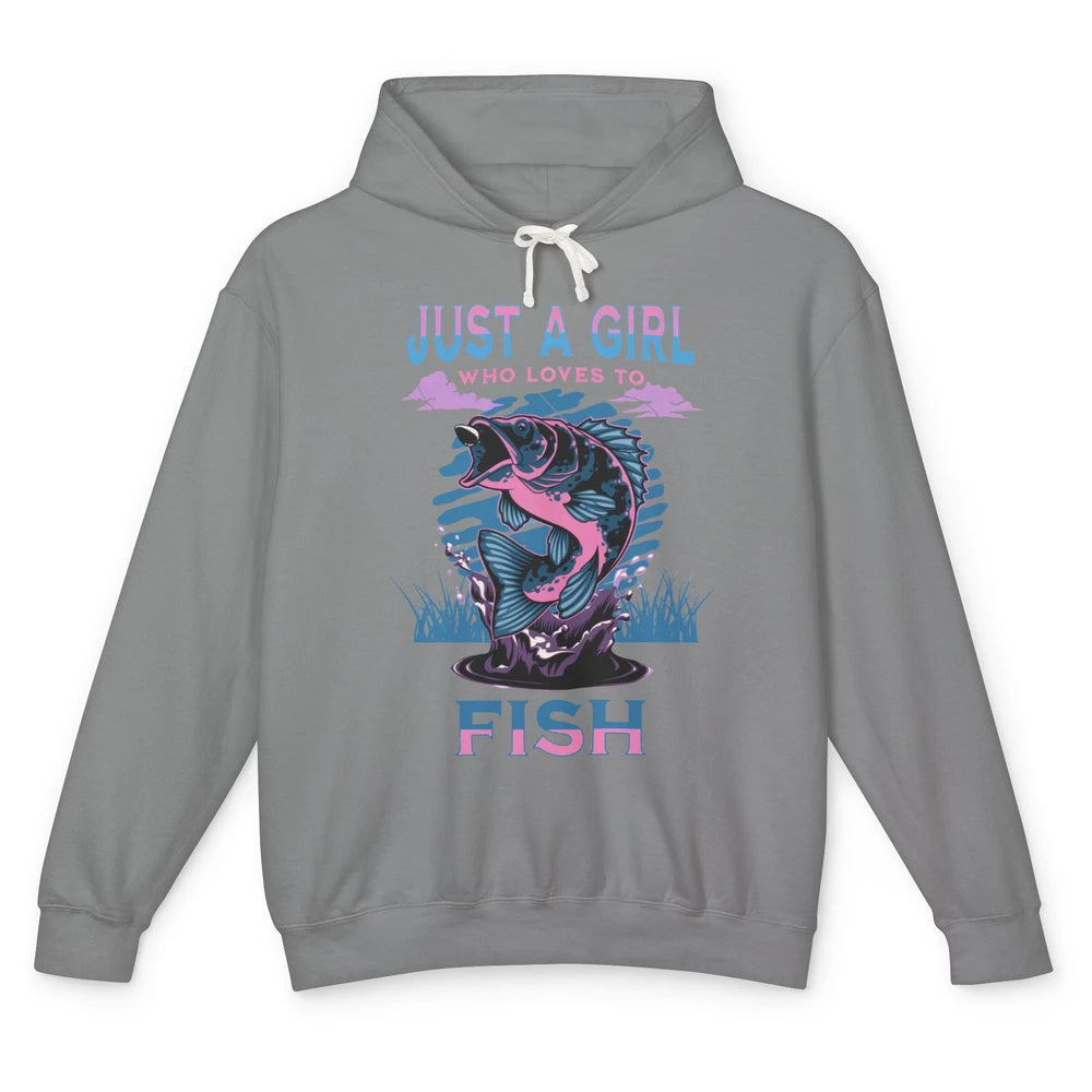 Fisherwoman Just A Girl Who Loves Fishing Reel Girls Fish Unisex Lightweight Hoodie