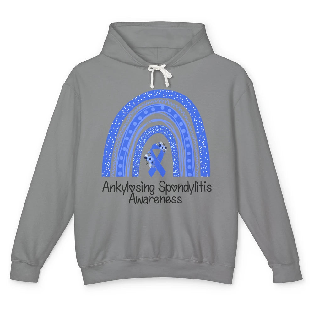 Ankylosing Spondylitis Awareness Support Floral Blue Rainbow Unisex Lightweight Hoodie