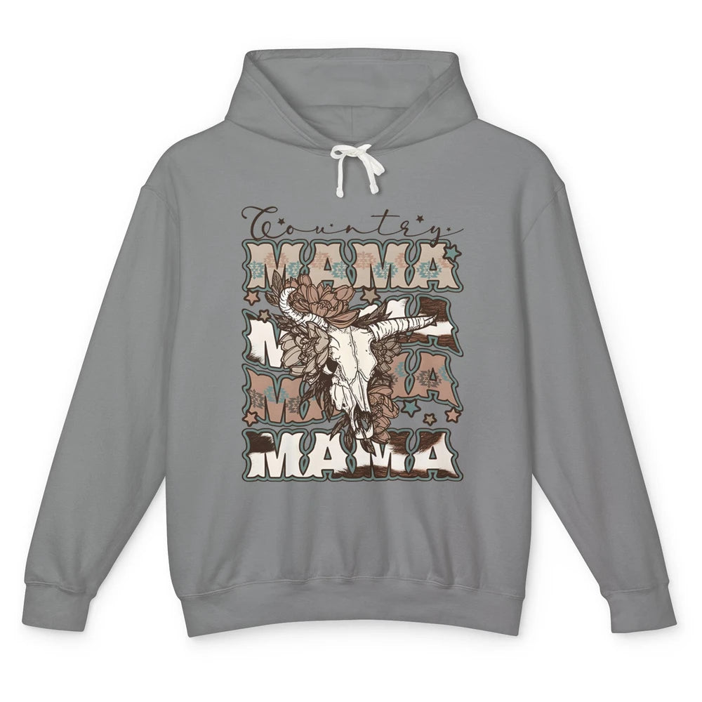 Floral Boho Bull Skull Country Mama Desert Spirit Western Unisex Lightweight Hoodie