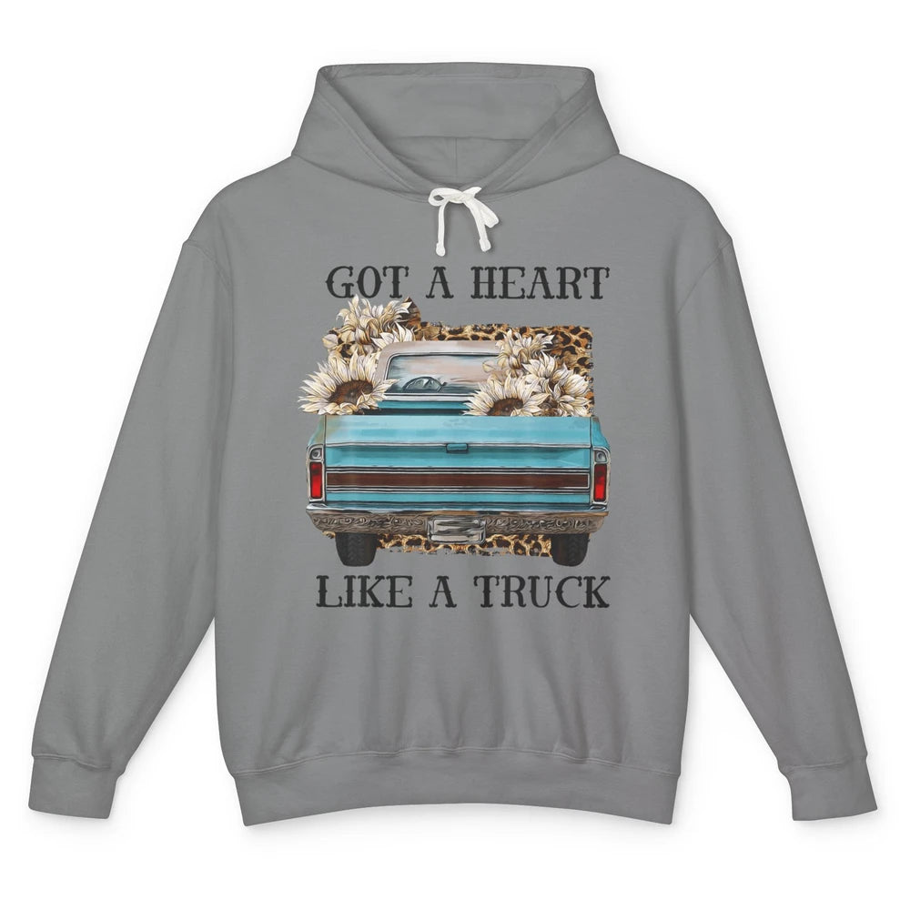 Got Heart Like Truck Sunflower Leopard Western Country Farm Unisex Lightweight Hoodie