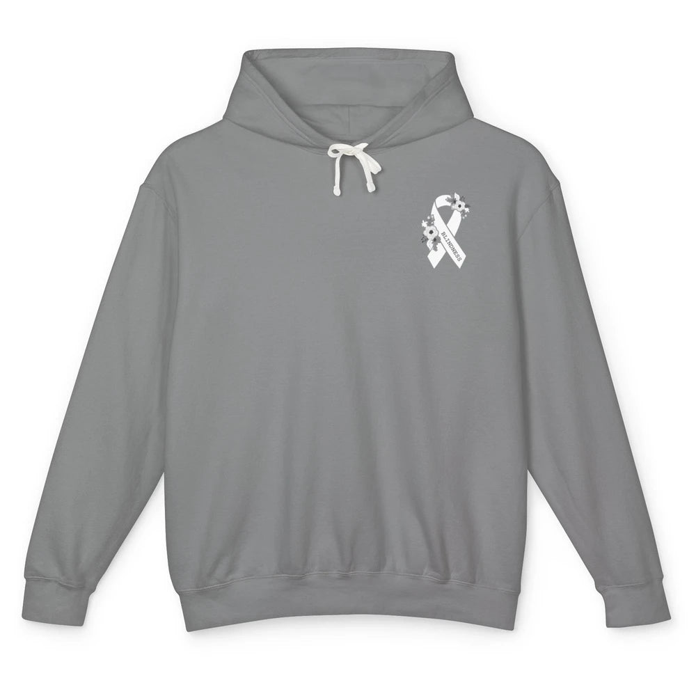 Blindness Awareness Floral White Gray Ribbon Blind Support Unisex Lightweight Hoodie