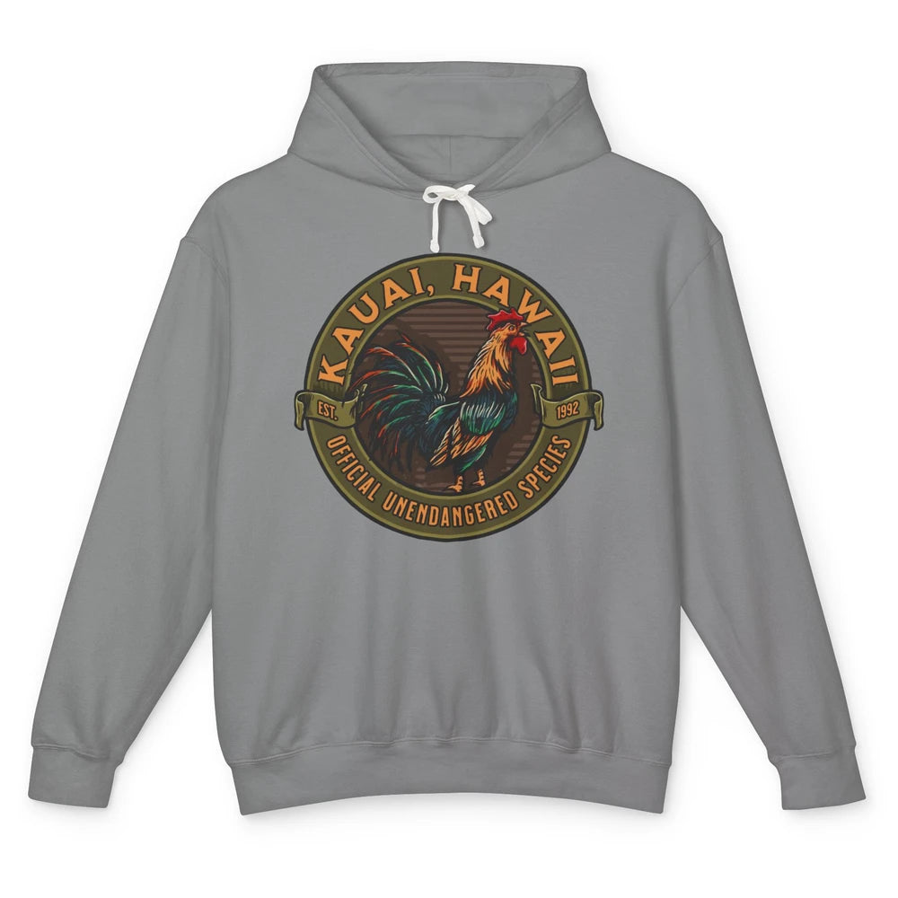 Funny Chicken Rooster Kauai Hawaii Unendangered Species Unisex Lightweight Hoodie