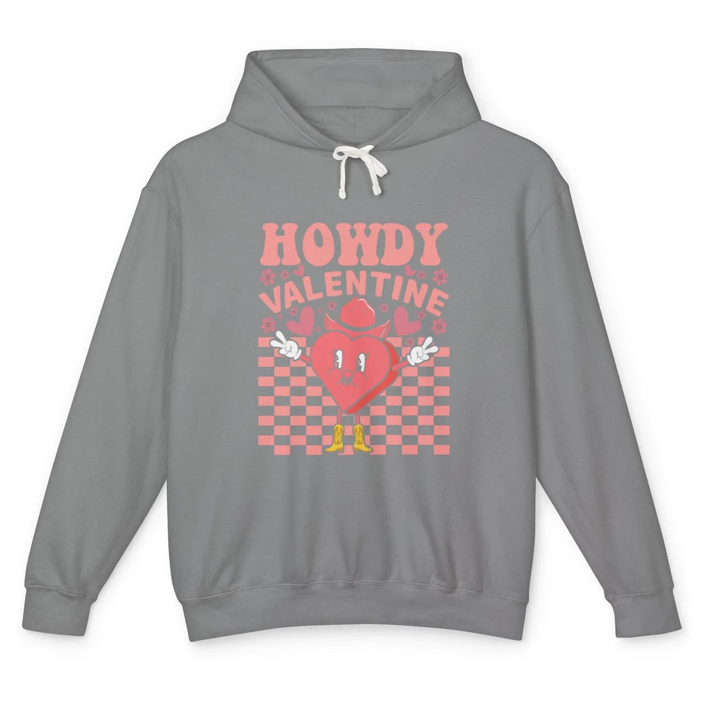 Happy Valentines Day Heart Cowboy Groovy Howdy Valentine Unisex Lightweight Hoodie