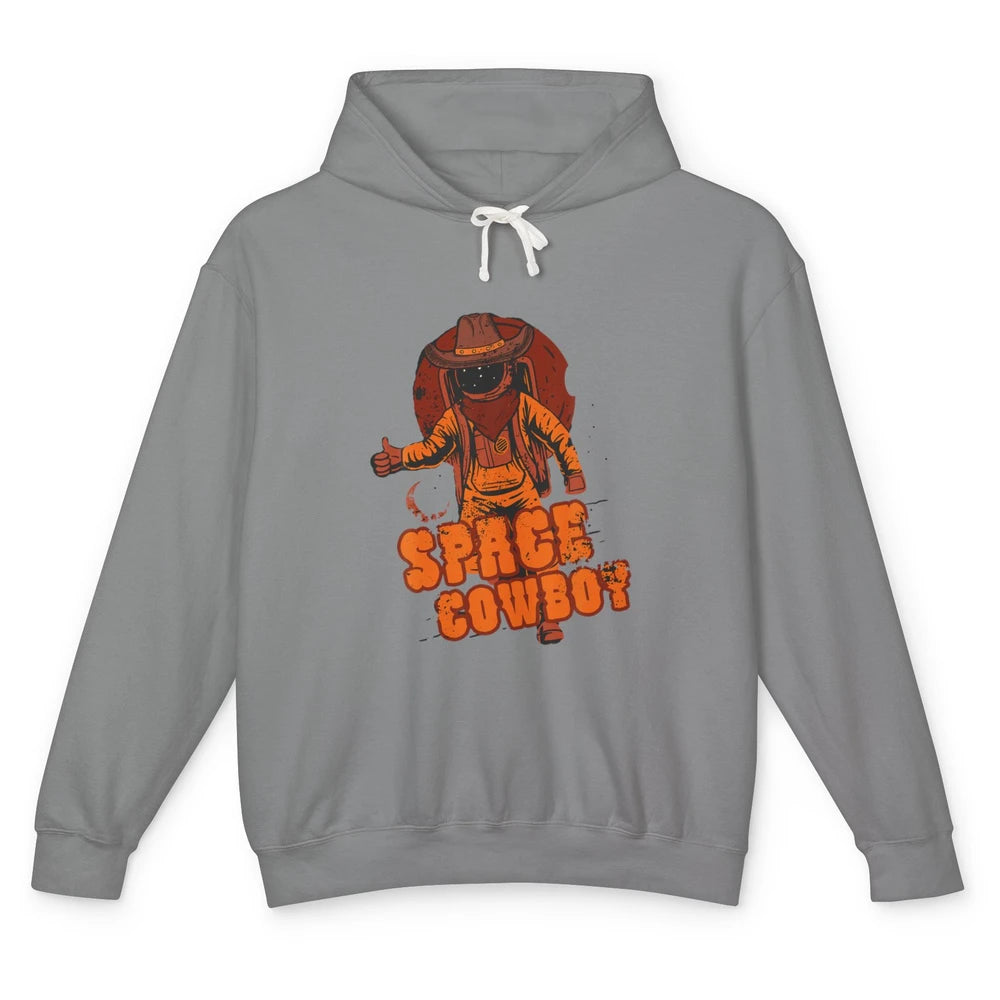 Retro Space Cowboy Cowgirl Rodeo Horse Astronaut Western Unisex Lightweight Hoodie