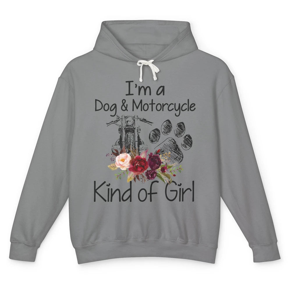 Retro Floral Motorbike I'm Dog Motorcycle Kinda Girl Dog Mom Unisex Lightweight Hoodie