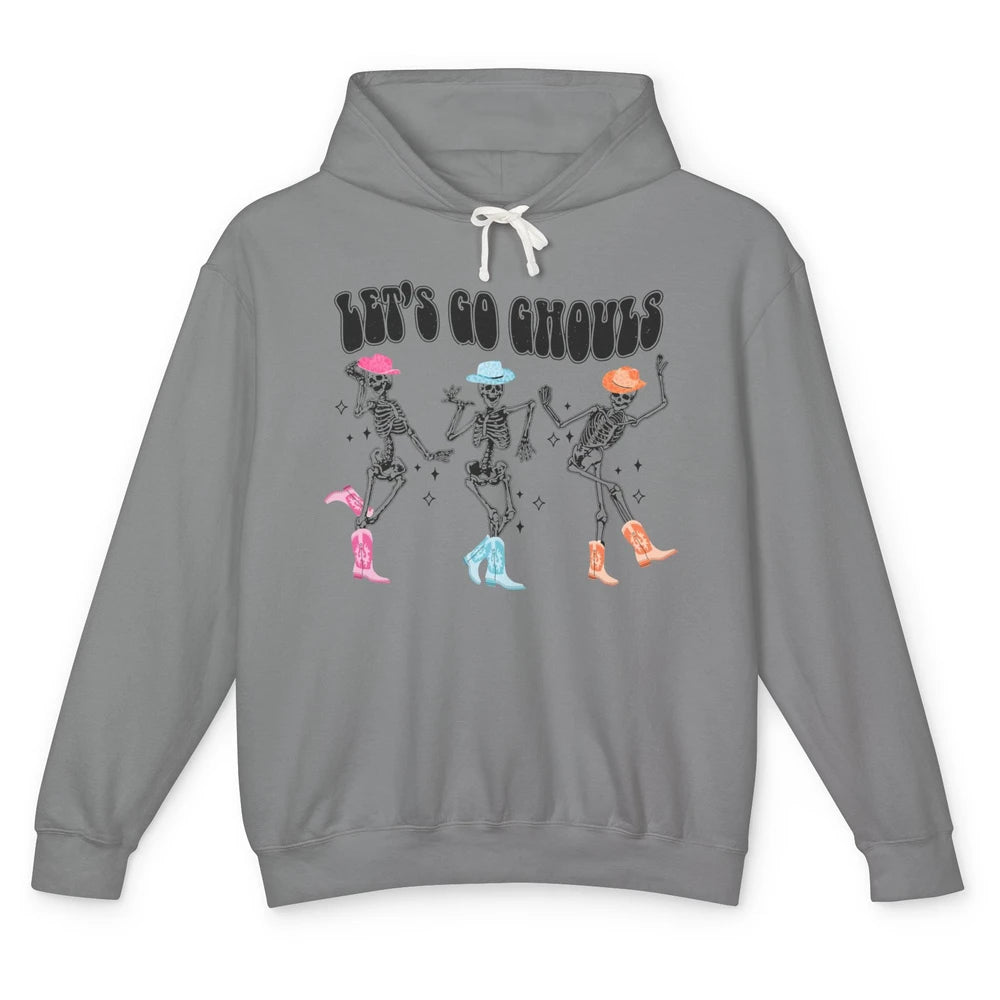 Dancing Skeleton Cowboy Let's Go Ghouls Western Halloween Unisex Lightweight Hoodie