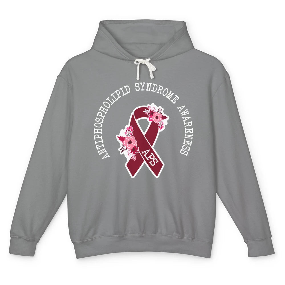 Antiphospholipid Syndrome Awareness APS Burgundy Ribbon Unisex Lightweight Hoodie