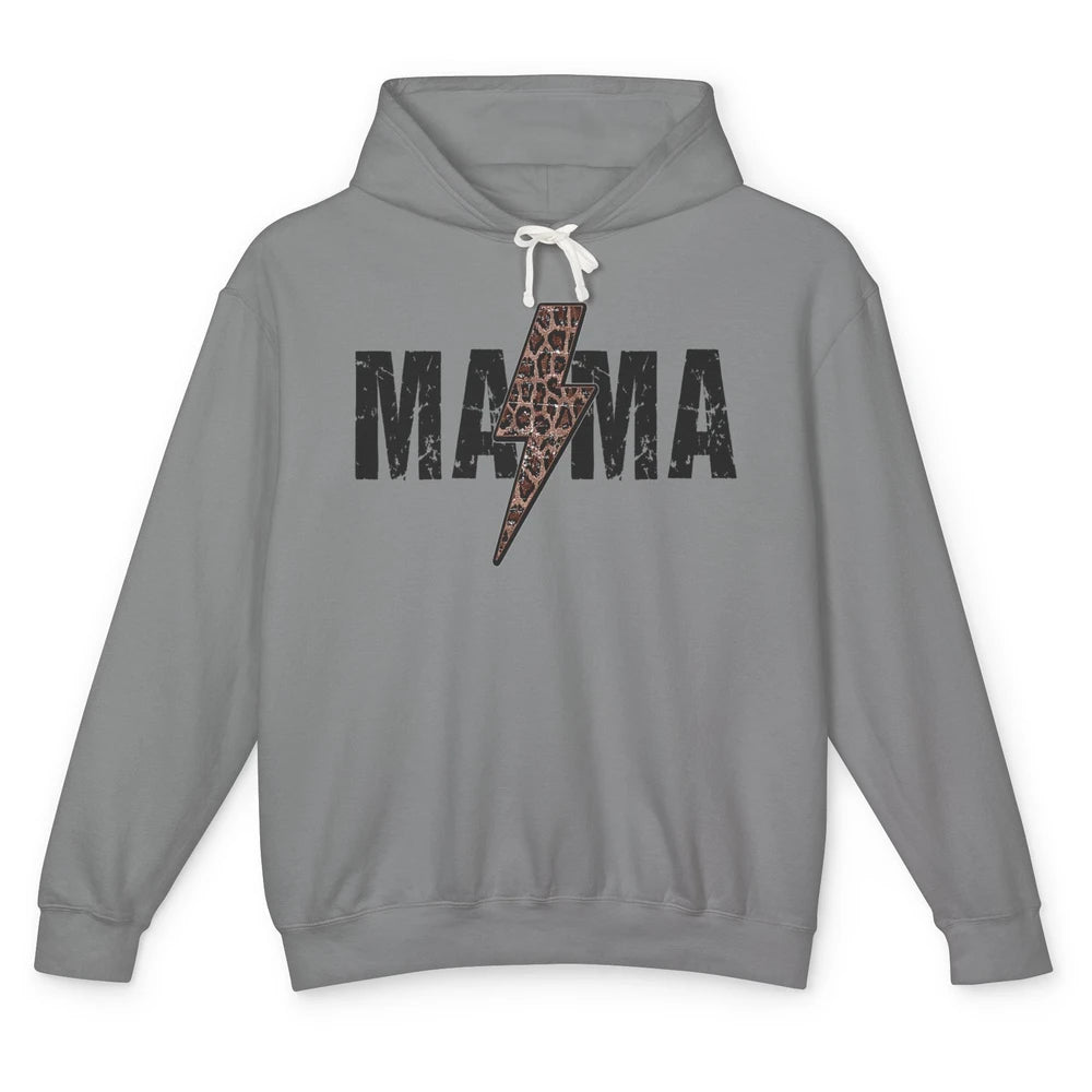 Mama Lightning Bolt Leopard Cheetah Print Mom Mothers Day Unisex Lightweight Hoodie